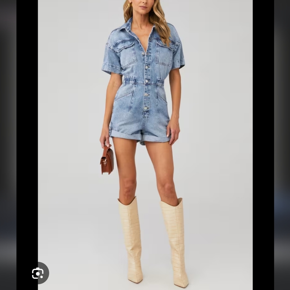 Free People Marci Cuffed Romper NWT